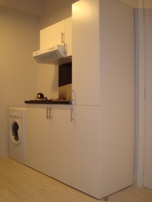 Kitchen with fitted fridge & washing machine