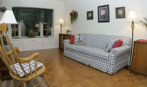 Living room in carriage house w/queen sofa bed 