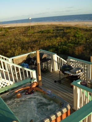 Two Palms Hot Tub on Lower Deck Facing Gulf of Mexico