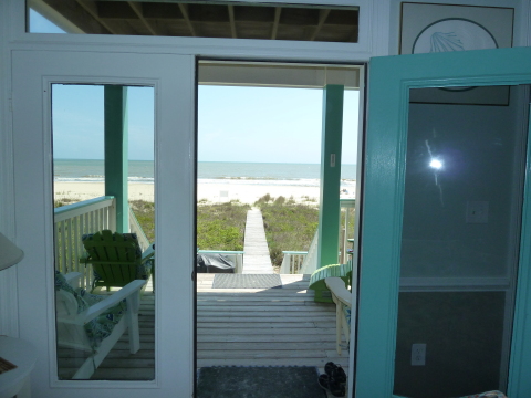 Looking through Doors in Living Room down to boardwalk and Beach