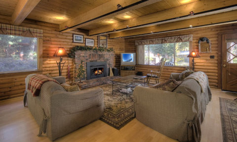 Living Room with Fireplace - North Lake Tahoe Vacation Cabins