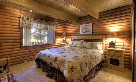 Downstairs Bedroom with King Bed - North Lake Tahoe Vacation Cabins