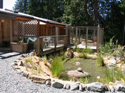Pond and suite deck - Salt Spring Island Bed and Breakfasts