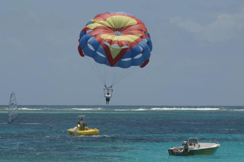 Parachute skiing in Orient Beach - St Maarten Vacation Homes