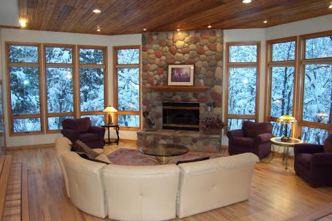 LUXURIOUS LIVING ROOM!  THESE WINDOWS ARE  15 FEET FROM THE STEAMBOAT SKI AREA BOUNDARY!